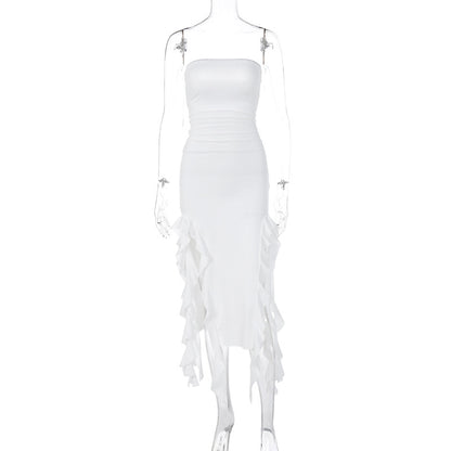 LOVEVOP  style women's clothing  summer new fashion sexy personality chest wrapping irregular dress foreign trade wholesale