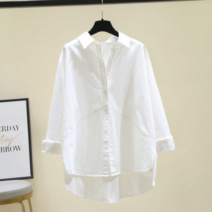 Long-sleeved shirt women's  spring new Korean version of fashion solid color temperament loose Popular casual shirt top