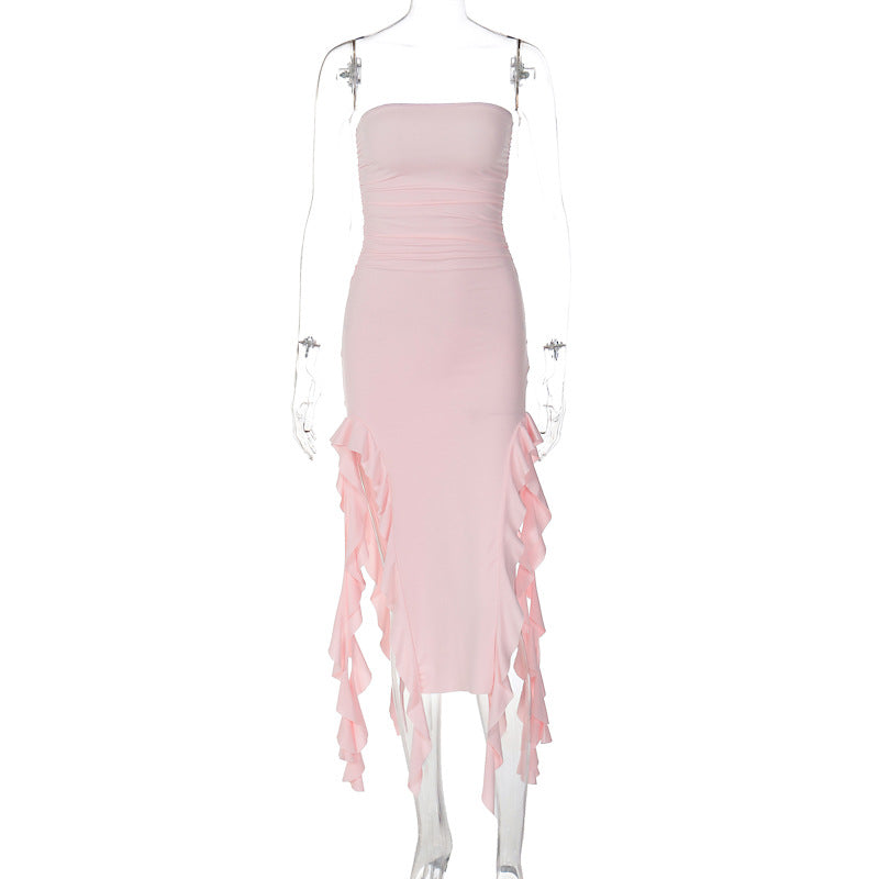 LOVEVOP  style women's clothing  summer new fashion sexy personality chest wrapping irregular dress foreign trade wholesale