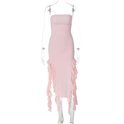 LOVEVOP  style women's clothing  summer new fashion sexy personality chest wrapping irregular dress foreign trade wholesale