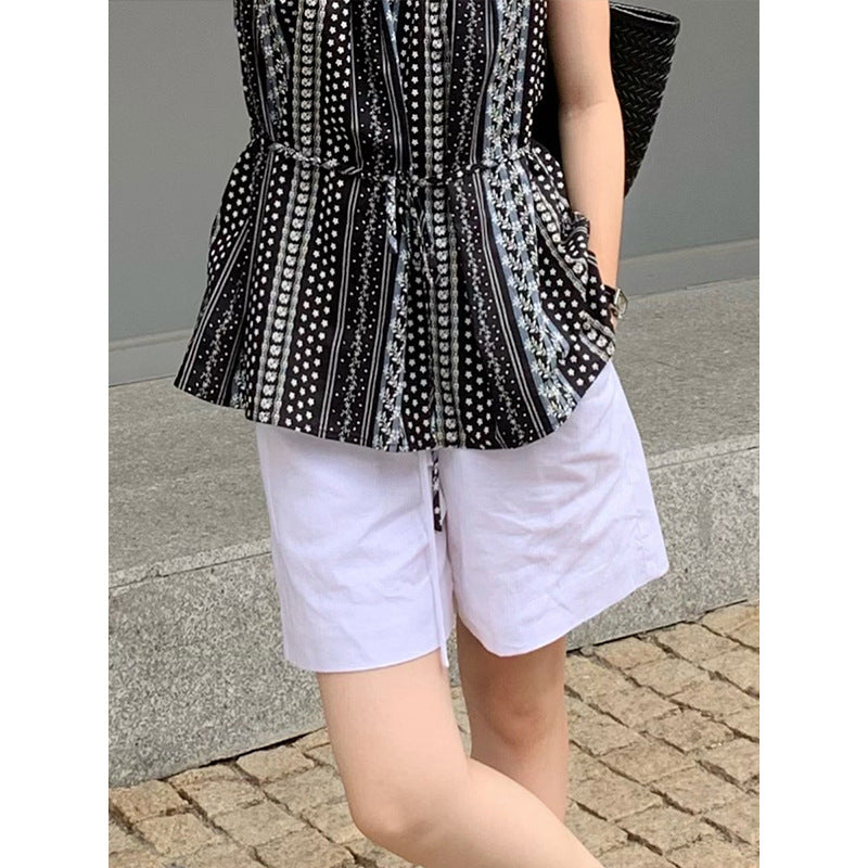 2025 THE MIND strappy elastic waist three-point pants children's 2025 summer Korean version simple casual shorts T5056-1X