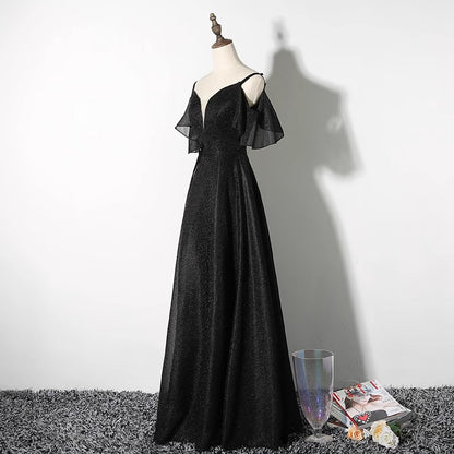 2025 Black suspender evening dress women's popular new banquet dress annual meeting birthday party thin dress dress skirt