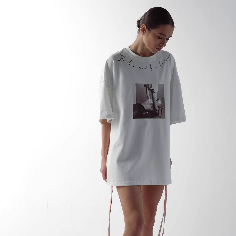 Super large size n retro short-sleeved T-shirt summer ins niche versatile street new tops  New Popular trade