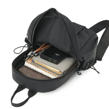 2025   leather film black messenger breast bag urban casual men's breast bag Hong Kong style commuter messenger bag