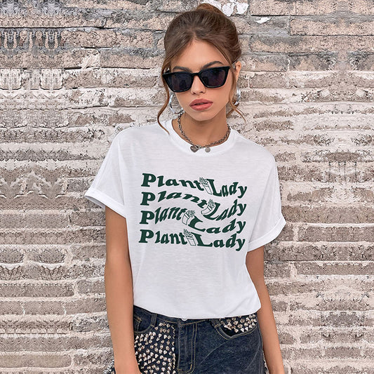 LOVEVOP new popular summer 2025 Popular trade women's clothing crew neck letter printed top Guangzhou short-sleeved t-shirt