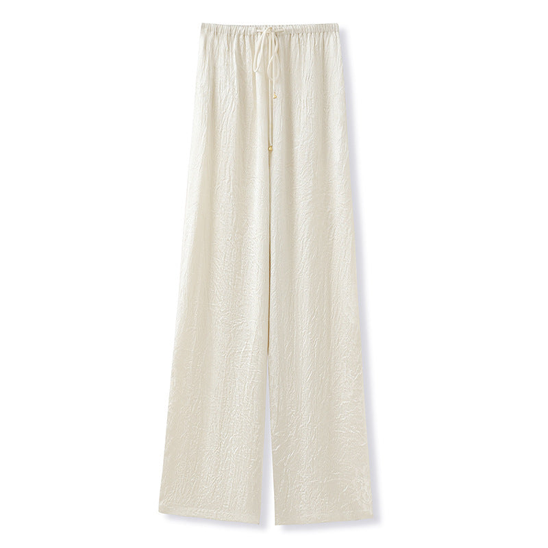 New Chinese style light luxury temperament solid color casual pants women's summer new loose and thin acetic acid trousers M5163