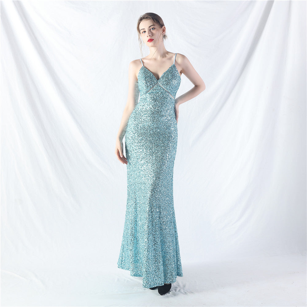 31765 #popular A-shaped big pendulum dress can be worn daily sequined long dress
