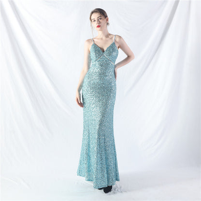 31765 #popular A-shaped big pendulum dress can be worn daily sequined long dress