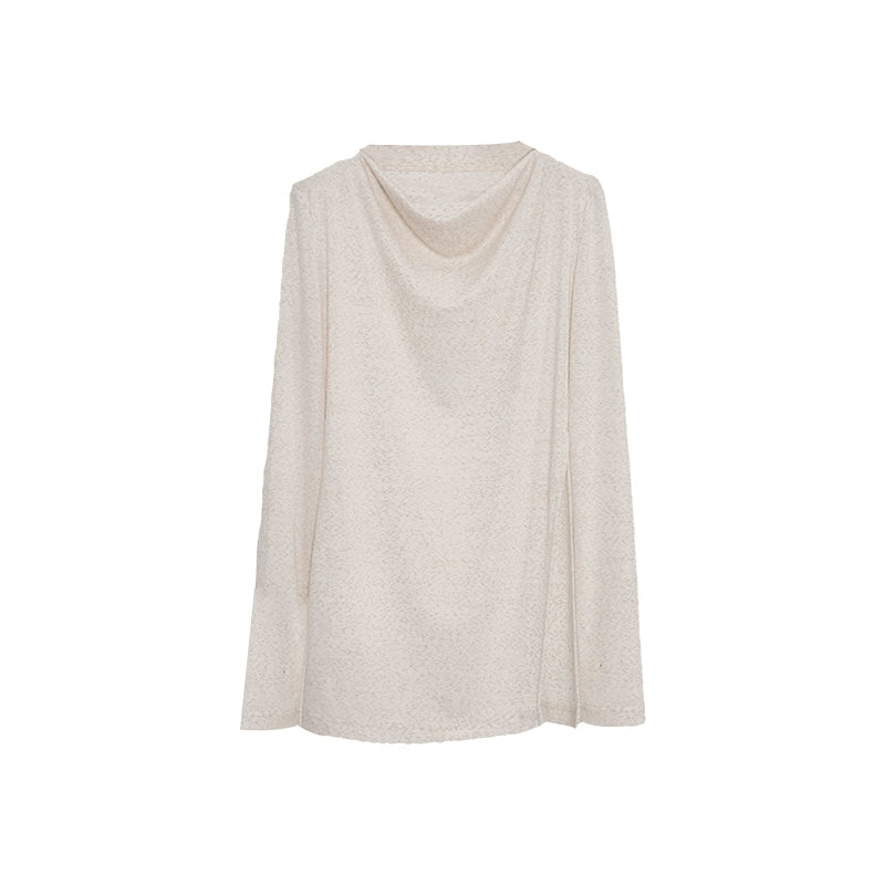 APOZi collection time series new Chinese swing neck long-sleeved t-shirt women's loose and thin knitted top