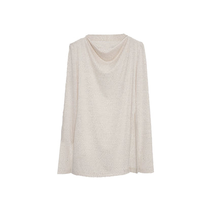 APOZi collection time series new Chinese swing neck long-sleeved t-shirt women's loose and thin knitted top