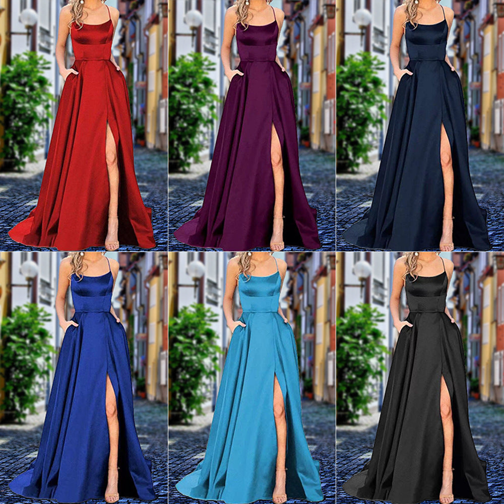 2025 color 2025 bridesmaid clothes, long dress, thin off-the-shoulder girlfriend,  fashion bridesmaid evening dress