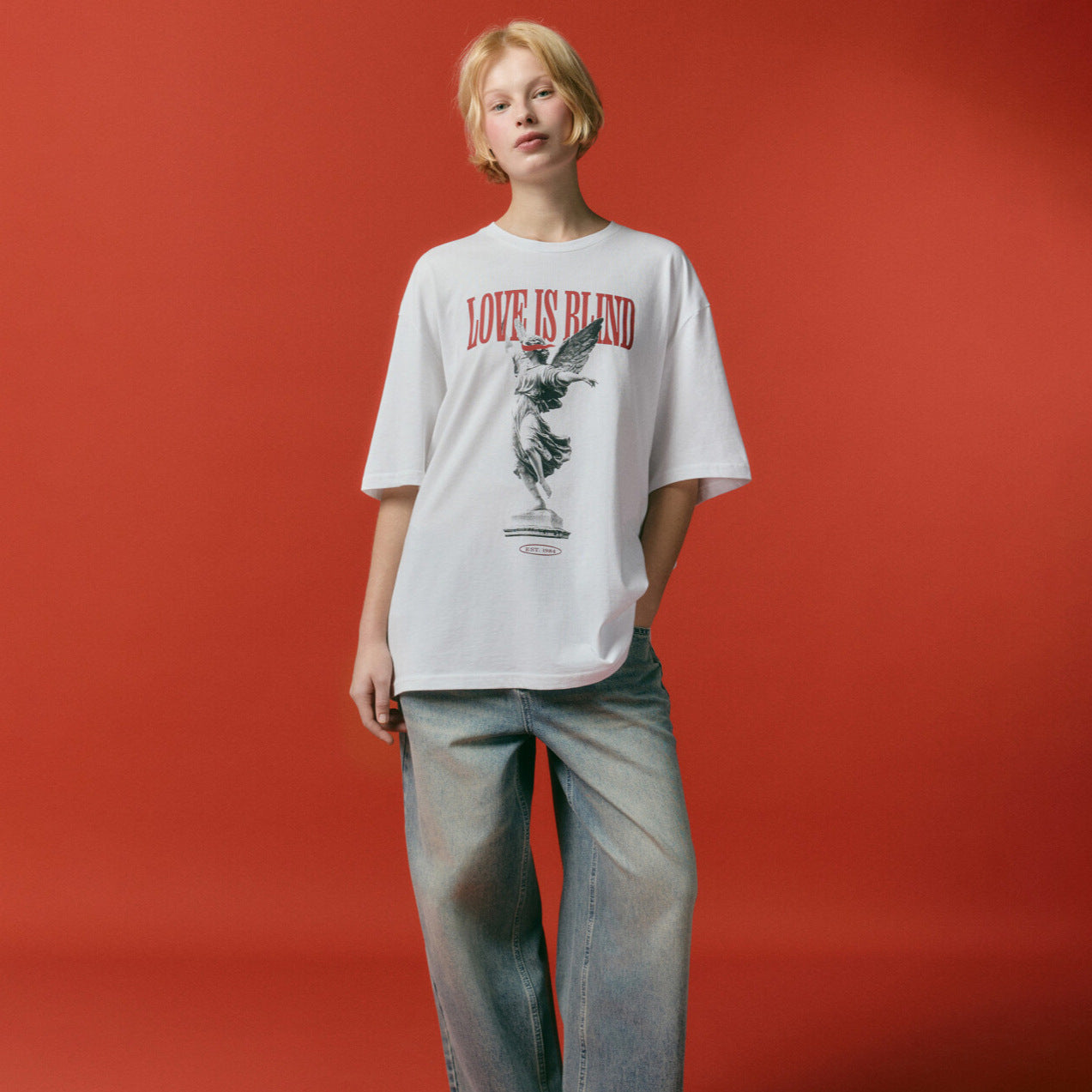 n street men's and women's same spring top  new fashion loose casual couple angel same T-shirt