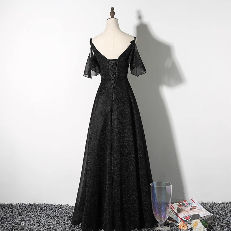 2025 Black suspender evening dress women's popular new banquet dress annual meeting birthday party thin dress dress skirt