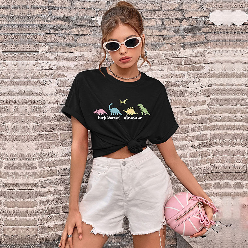LOVEVOP new popular summer 2025 women's clothing crew neck printed top Guangzhou Popular trade short-sleeved t-shirt