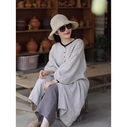 summer new retro literary oversized loose age reduction casual style long temperament cardigan top women