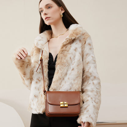 popular spring and summer new cowhide small square bag women's high-end shoulder underarm bag niche messenger bag bag