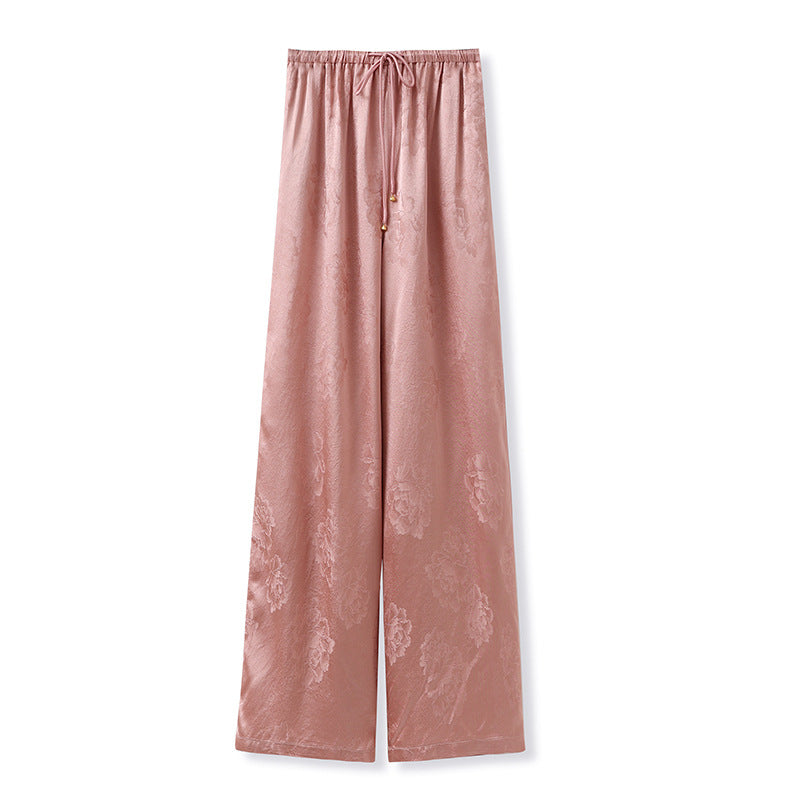 New Chinese style light luxury temperament solid color casual pants women's summer new loose and thin acetic acid trousers M5163