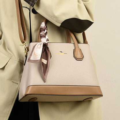 2025 Handbag Women's new splicing contrasting color bag Fashion high-end shoulder bag Large capacity commuter women's tote bag