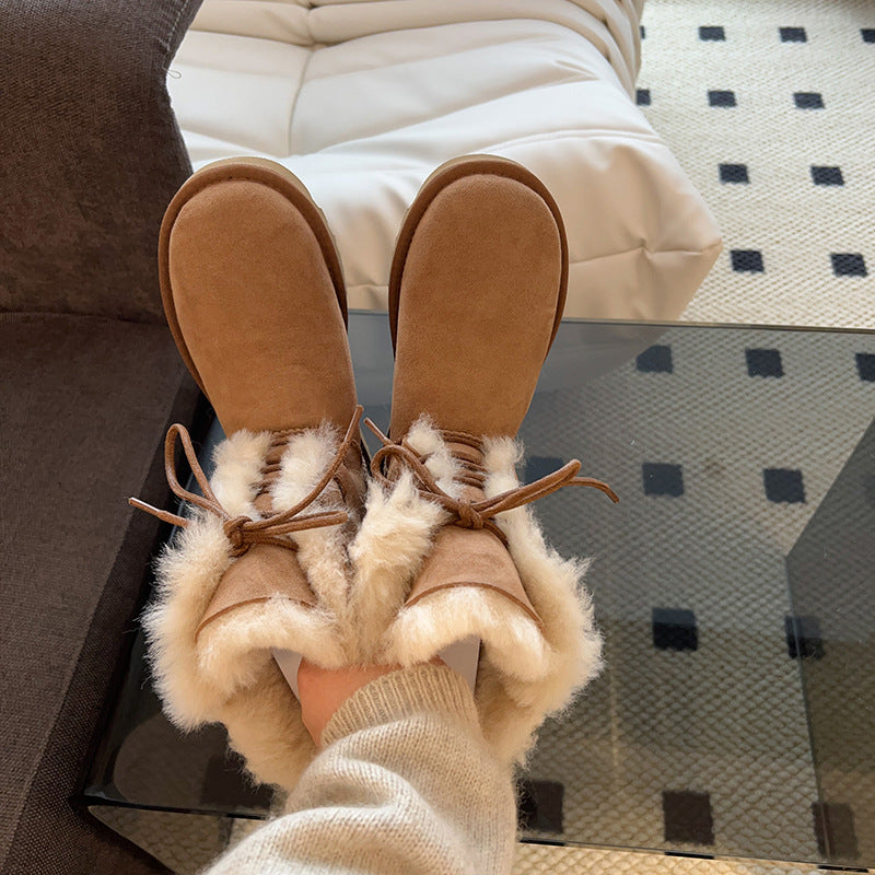 2025  Muse Internet celebrity thick-soled snow boots women's winter popular new northeast mid-tube boots cotton shoes