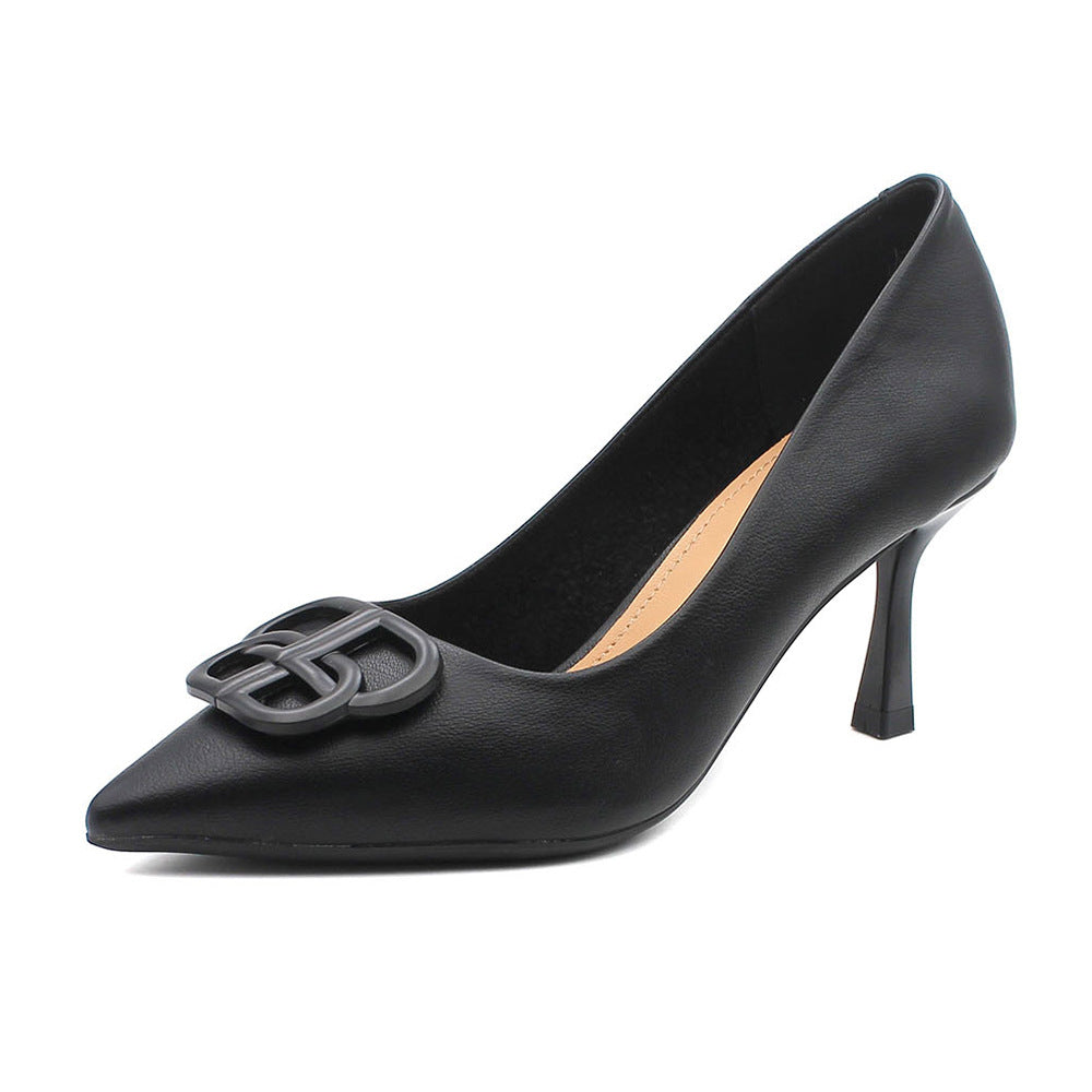 2025 775-80 high heels women's 2025 autumn new Korean version pointed thin heels single shoes women's one-pedal lazy shoes trend