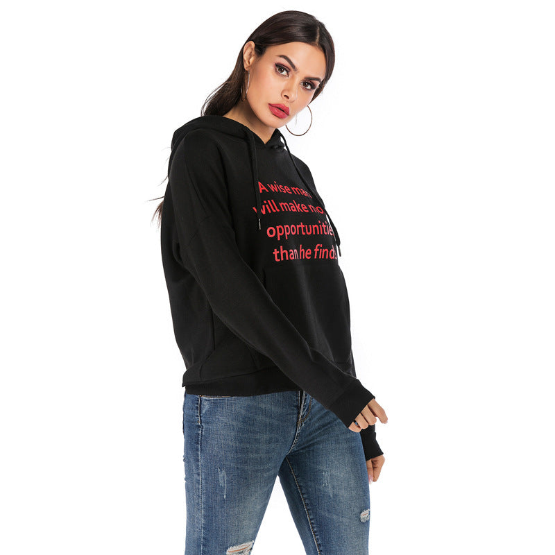 LOVEVOP New popular Autumn New 2025 Cross-border Hot Trade Women's Clothing Hooded Letter Printed Sweater Women