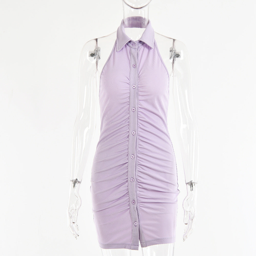 2025 New women's clothing  spring and summer new dress, sexy backless sleeveless single-breasted cardigan hip-wrapped skirt