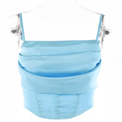 2025 Popular trade hot-selling  summer new top fashionable drape collar design halter suspender sexy tube top T-shirt