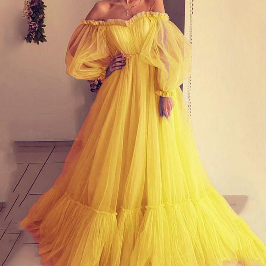 New summer new  women's fashion tube top dress mesh sexy pendulum wedding evening dress