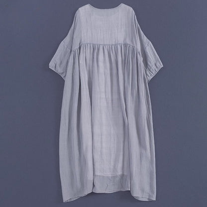 9013 five-quarter sleeve ramie dress gradual change design sense large size cotton and linen dress loose  new, summer