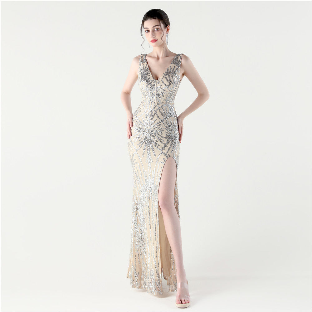 33321 #Heavy Industry Fish Bone Primary Styling Strap Women's Social Dinner Fish Tail Backless Evening Dress 2025 New