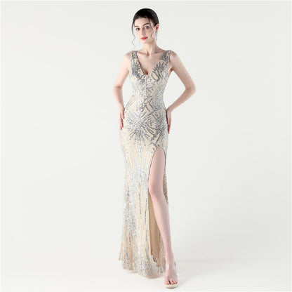 33321 #Heavy Industry Fish Bone Primary Styling Strap Women's Social Dinner Fish Tail Backless Evening Dress 2025 New