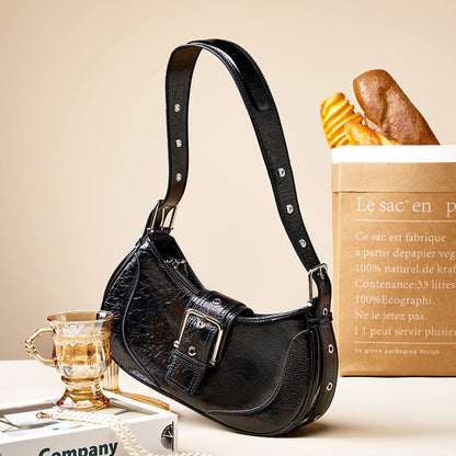 Strictly selected first-layer cowhide bag niche texture women's summer popular new retro underarm bag niche shoulder messenger bag