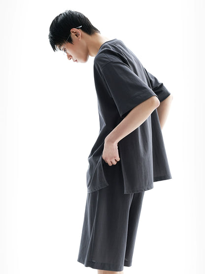 APOZi collection [traceability series] summer solid color simple three-piece set deep space gray commuter set