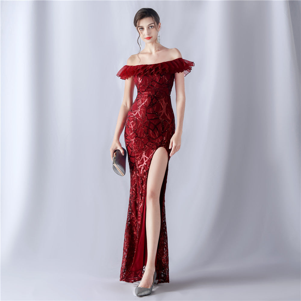 31535 #new fabric bead and embroidery thread combination heavy process folding organza Popular trade boutique evening dress