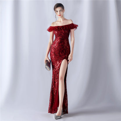 31535 #new fabric bead and embroidery thread combination heavy process folding organza Popular trade boutique evening dress