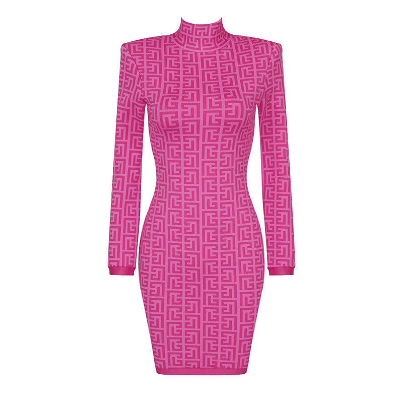 LOVEVOP Popular trade  Xiaoxiangfeng women's clothing long-sleeved knitted slim-fitting hip-wrapped bandage dress, autumn and winter