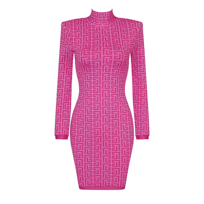 LOVEVOP Popular trade  Xiaoxiangfeng women's clothing long-sleeved knitted slim-fitting hip-wrapped bandage dress, autumn and winter