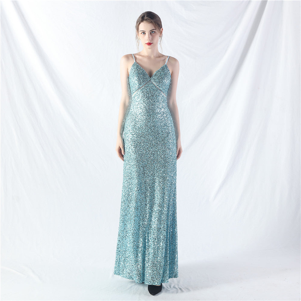 31765 #popular A-shaped big pendulum dress can be worn daily sequined long dress