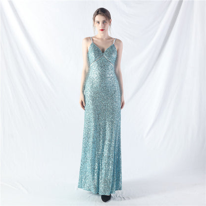 31765 #popular A-shaped big pendulum dress can be worn daily sequined long dress