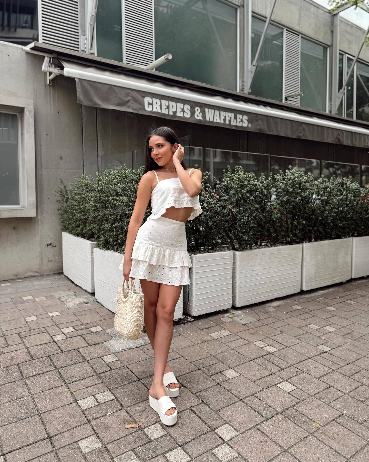 summer new New  travel beach ins suspender pure desire high waist fairy skirt set