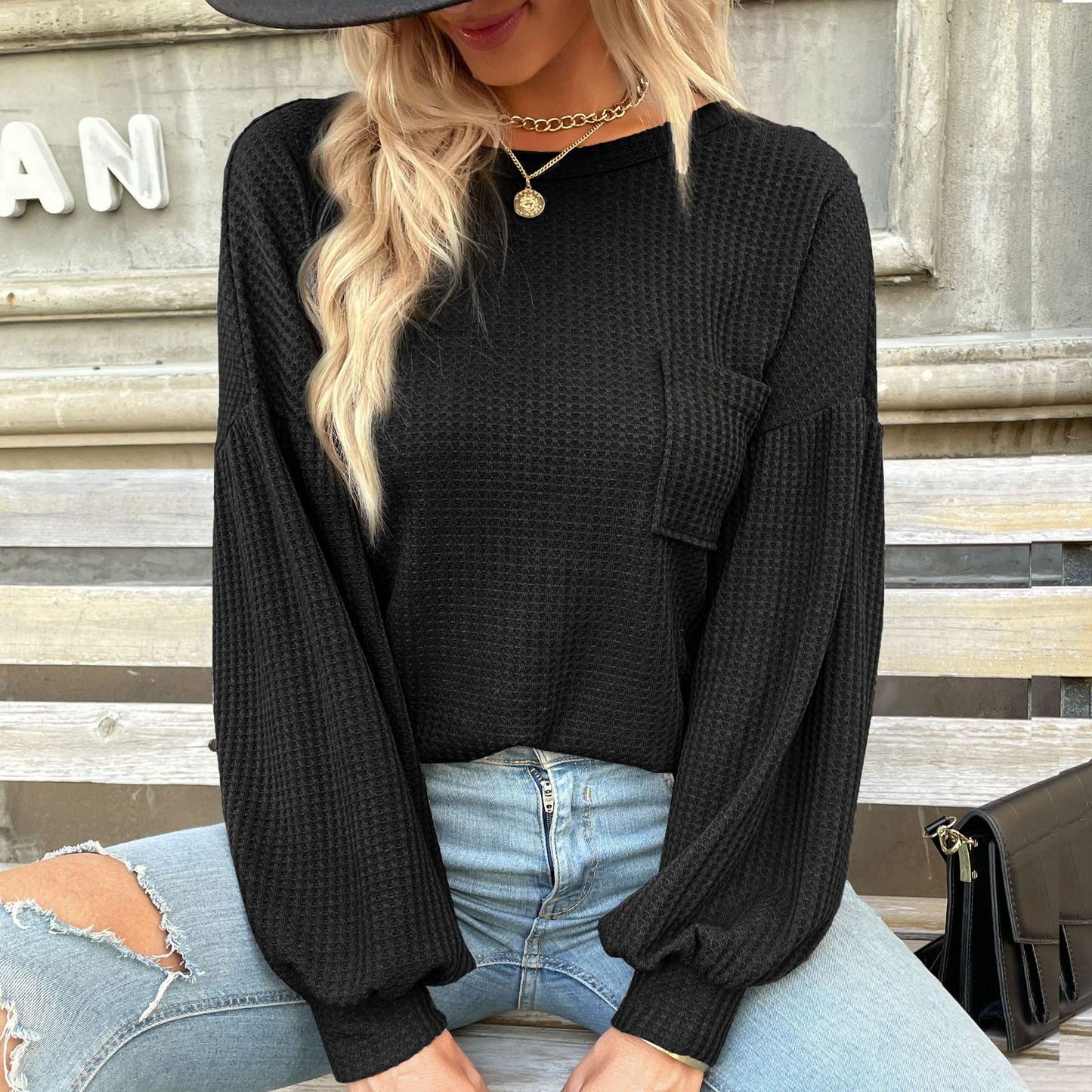 LOVEVOP New popular New 2025 Popular Top Long Sleeve Cross-border Hot Trade Backless Hollow Knitted Sweater Women