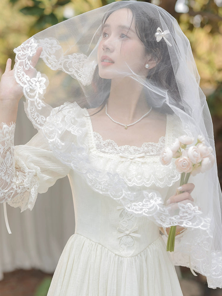 vintage dress long dress lace splicing princess dress engagement certificate light wedding dress