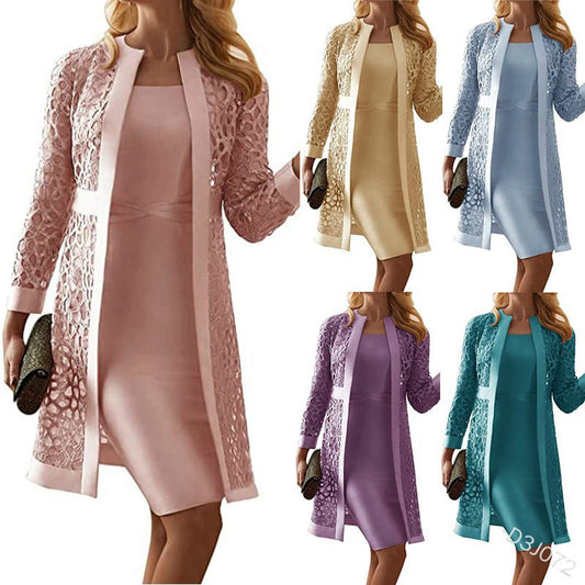 spot new women's color lace cardigan dress two coats  wish Popular trade