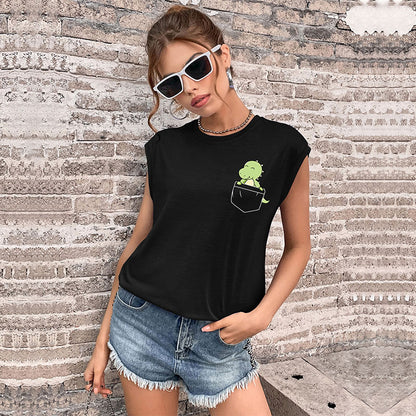 LOVEVOP new product popular summer 2025 vest round neck solid color top Guangzhou sleeveless New Popular trade t-shirt