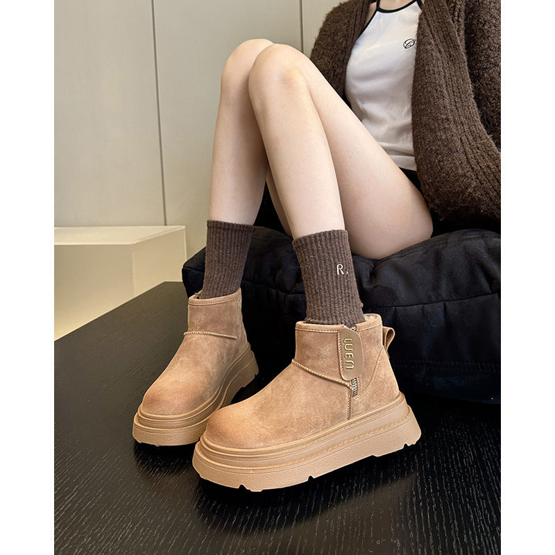 2025  Winter Treasure Store~ Sweet and cool milk tea color Maillard platform snow boots women's lightweight warm cotton shoes cotton boots