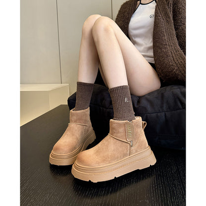 2025  Winter Treasure Store~ Sweet and cool milk tea color Maillard platform snow boots women's lightweight warm cotton shoes cotton boots
