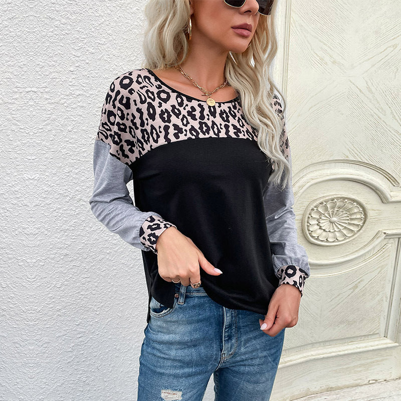 LOVEVOP Independent station  new product popular early autumn Middle East women's New street pullover round neck splicing sweater women's