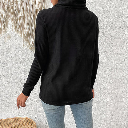 LOVEVOP Strictly selected  popular new 2025 Popular trade button top long sleeve irregular pile collar bottoming knitted sweater