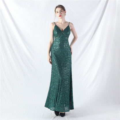 31765 #popular A-shaped big pendulum dress can be worn daily sequined long dress