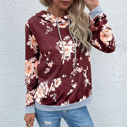 LOVEVOP Strictly selected  New  popular Early Spring New Middle Eastern Women's Clothing Pullover Printed Pocket Hooded Sweater